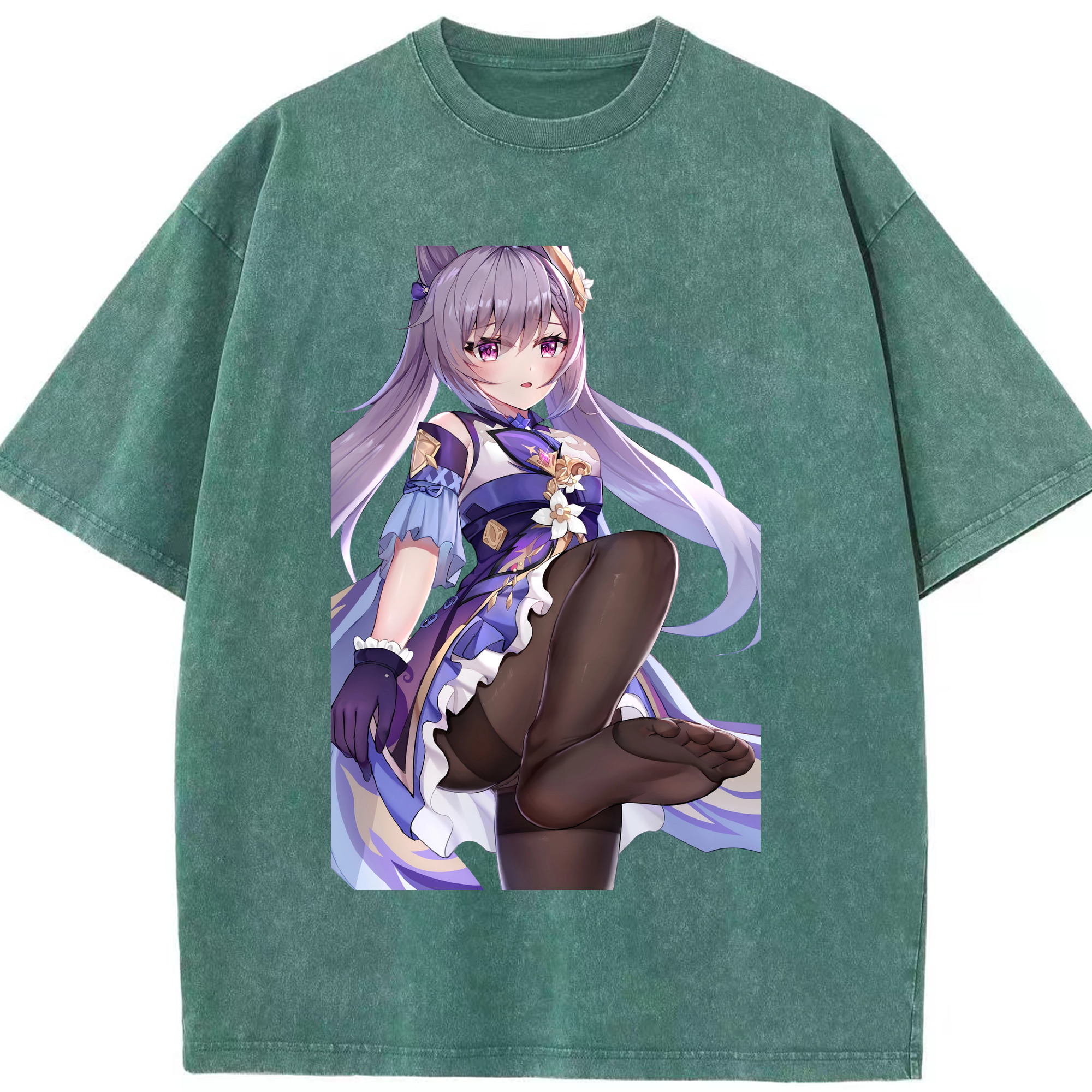 げんし神 刻晴 こくせい genshin Kokusei 綿100% ヴィンテージ風 半袖Tシャツ（フロントプリント）